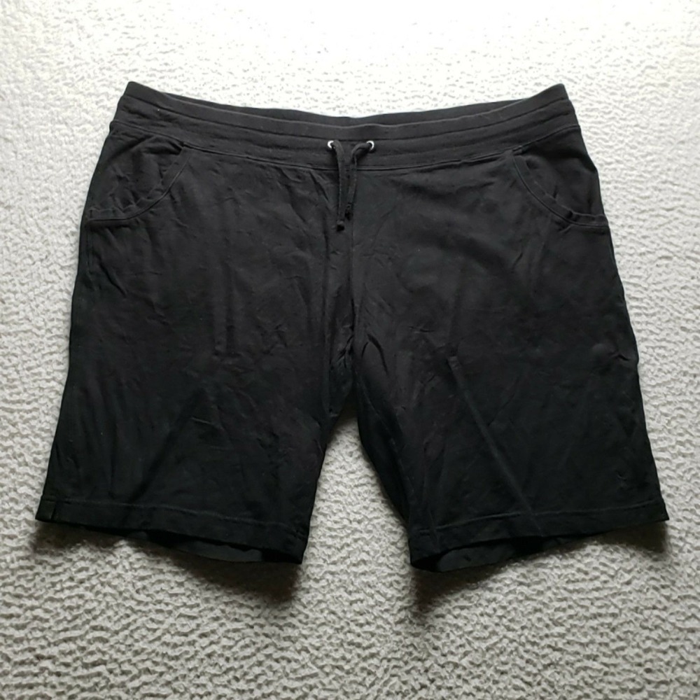 Danskin Now Shorts Womens Plus 2X Black Jersey Sweat Drawstring Athletic Gym